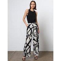 Religion Abstract Wide Leg Trousers - White