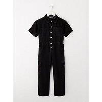 V By Very Girls Utility Cargo Jumpsuit - Black