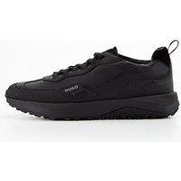 Hugo Kane Mixed Material Leather Lace Up Trainers - Black