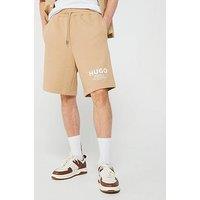 Hugo Blue Nomario Oversized International Logo Jersey Shorts-Beige