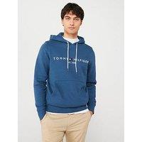 Tommy Hilfiger Linear Chest Logo Hoodie - Blue