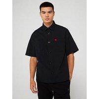 Hugo Eratino Oversized Double Pocket Short Sleeve Shirt - Black