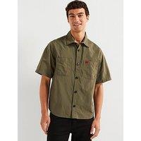 Hugo Eratino Oversized Double Pocket Short Sleeve Shirt - Dark Olive