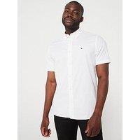 Tommy Hilfiger 1985 Flex Oxford Regular Fit Short Sleeve Shirt - White