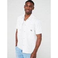 Calvin Klein Jeans Camp Short Sleeve Denim Shirt - White