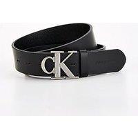 Calvin Klein Jeans Ck Metal Logo 4Cm Leather Belt - Black