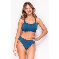 Ivory Rose Rib V Front Bikini Bottom In Teal