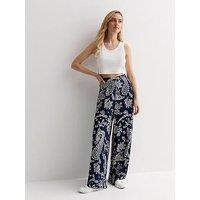 New Look Navy Paisley Print Wide Leg Trousers