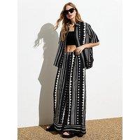 New Look Black Abstract Print Wide Leg Trousers