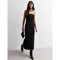 New Look Black Ribbed Jersey Bandeau Midaxi Dress