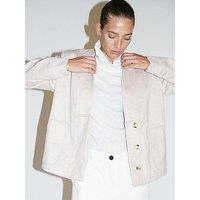 Religion Cream Wool Oberon Bomber With Patch Pockets And Shawl Collar - Beige