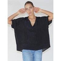 Religion Oversized Blouse In With Neck Tie - Black