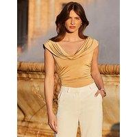 Sosandar Gold Cowl Neck Top