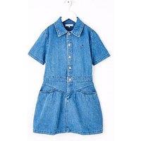 Tommy Hilfiger Girls Denim Dress Mid Blue - Blue