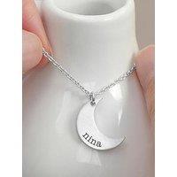 Treat Republic Personalised Crescent Moon Necklace In Silver