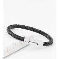 Treat Republic Personalised Mens Black Leather Bracelet With Tube Clasp