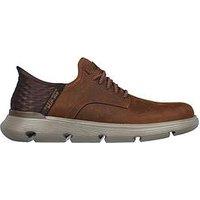 Skechers Garza Slip-Ins Bungee Lace Up Shoes - Dark Brown Leather