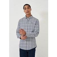 Crew Clothing Anderson Marl Flannel Long Sleeve Shirt - Navy
