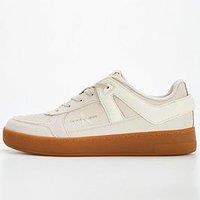 Calvin Klein Jeans Basket Mixed Material Gum Sole Leather Lace Sneaker - White/Beige