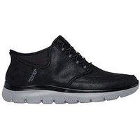 Skechers Summits Slip-Ins Bungee Lace Mid Lace Up Shoes - Black Suede