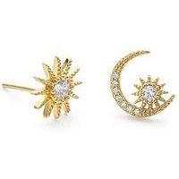 Elk & Bloom 14K Gold Plated Star And Crescent Moon Earrings