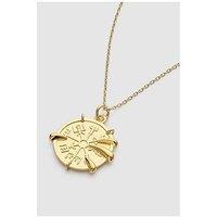 Elk & Bloom Chunky Viking Compass Gold Claw Medallion Coin Necklace - Gold