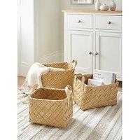 Very Home Set Of 3 Check Woven Baskets