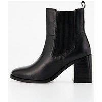 V By Very Real Leather Block Heel Chelsea Boot - Black