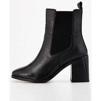 V By Very Wide Fit Real Leather Block Heel Chelsea Boot - Black