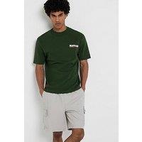 River Island Short Sleeve Oversized Fit Japanese Katao Crane T-Shirt - Dark Green