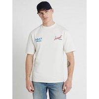 River Island Short Sleeve Regular Fit Sunset Lounge T-Shirt - Cream