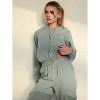 Pixiegirl Petite Sage Linen Blend Bomber Jacket