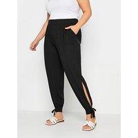 Yours Curve Tie Hem Harem Trousers Black