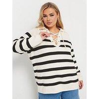 Yours Curve Square Neck Pointelle Jumper - Pink