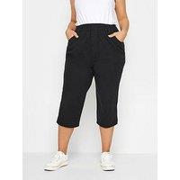 Yours Curve Cool Cotton Crop Trousers Black