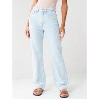 V By Very High Waist Rigid Wide Leg Jeans - Light Wash