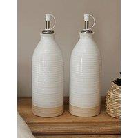Kitchencraft Idilica Stoneware Oil And Vinegar Bottle Set
