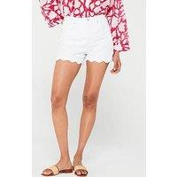 V By Very Scallop Edge Shorts - White