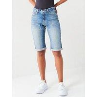 V By Very Taylor Boyfriend Denim Shorts - Midi Wash