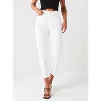 V By Very High Waist Mom Jeans - White