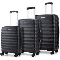 Rock Luggage Berlin 8 Wheel Hardshell 3Pc Suitcase Set - Black