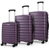 Rock Luggage Berlin 8 Wheel Hardshell 3Pc Suitcase Set - Purple