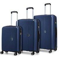 Rock Luggage Hudson 8 Wheel Pp Hardshell 3Pc Suitcase Set - Navy