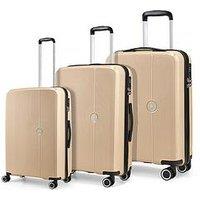 Rock Luggage Hudson 8 Wheel Pp Hardshell 3Pc Suitcase Set - Champagne