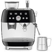 Smeg Egf03 Retro Style Espresso Coffee Machine With Grinder, 2.4L, 1650W - Black