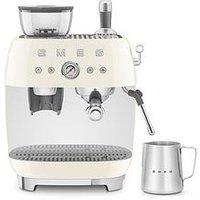 Smeg Egf03 Retro Style Espresso Coffee Machine With Grinder, 2.4L, 1650W - Cream