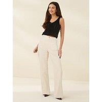 Michelle Keegan Pocket Detail Wide Leg Jean - Cream