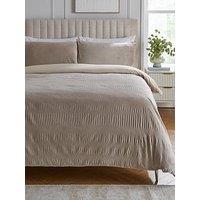 Very Home Ribbed Pleated Velvet Duvet Cover Set - Champagne