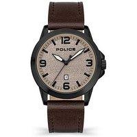 Police Cliff Ipb Brown Leather Strap Watch