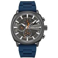 Police Tuneful Black Multi Dial Blue Sili Strap Watch